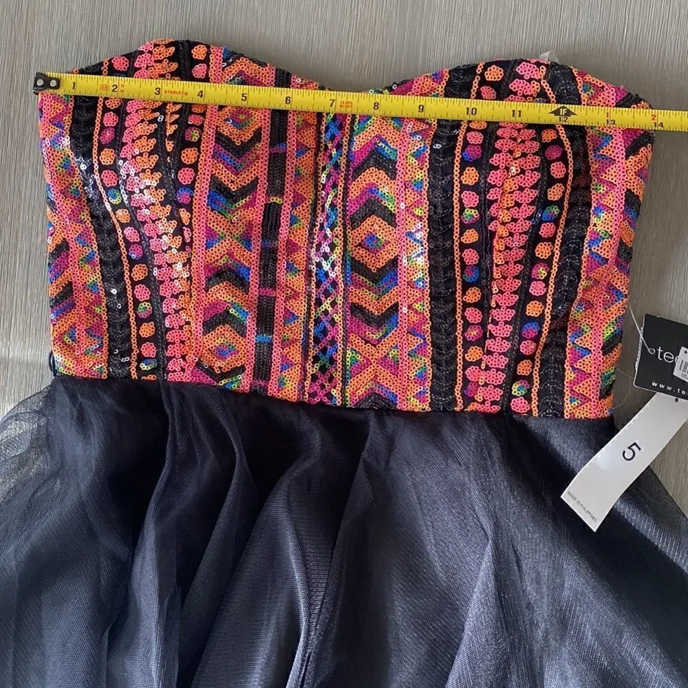 NWT! Teeze Me Strapless Black Formal Dress Size 5
